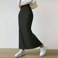 thumbnail image 4 of WBQ Women's Side Slit Ribbed Knit Bodycon High Waisted Casual Long Skirts, 4 of 7
