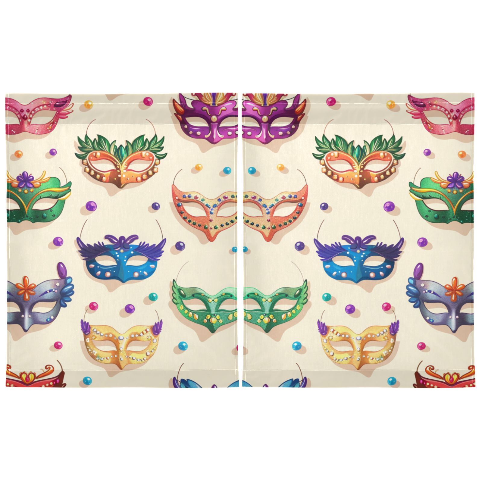 Carnival Masks Beads Kitchen Curtains Half Tier Curtain 2 Rod Pockets Bathroom Bedroom Cupborad Living Room 27"x36"