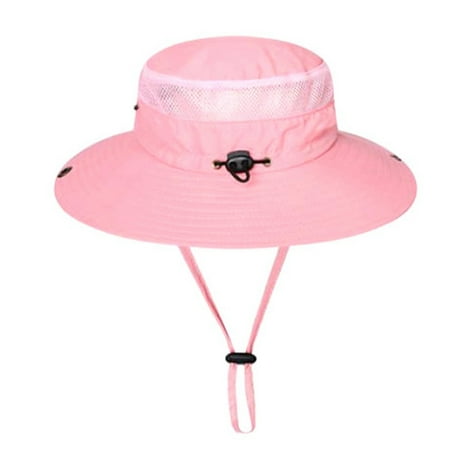 SHOPFIVE Summer Outdoor Bucket Hat Wide Brim Mesh Sun Visor Golf Sport Fish