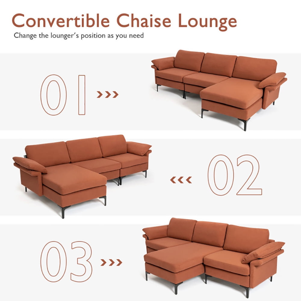Finihen L-shaped Sectional Sofa Couch, Convertible Sectional Sofa, Extra Large Modular L-shaped Sectional Sofa with Reversible Chaise for 4-5 People, for Living Room, Rust Red Finihen L-shaped Sectional Sofa Couch, Convertible Sectional Sofa, Extra Large Modular L-shaped Sectional Sofa with Reversible Chaise for 4-5 People, for Living Room, Rust Red