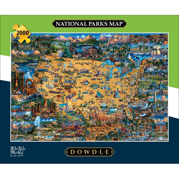 Buffalo Games 2000-Piece Dowdle National Parks Map Interlocking Jigsaw Puzzle