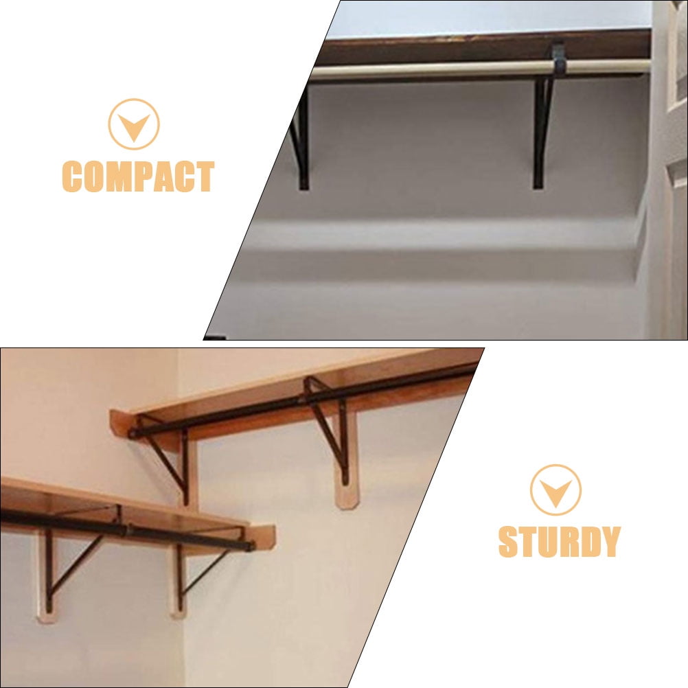2 Pcs Shelf Bracket Heavy Duty Shelving Corner Stand Wall Brackets Hidden Floating Shelves with Hook Iron