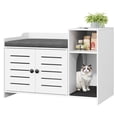 thumbnail image 4 of AKDSteel Meuble Cache-Litière pour Chat, Armoire Cache-Litière Cachée avec Tapis à Griffer et Couche de Rangement, Maisonnette Intérieure Style Ferme pour Chat pour Couloir et Chambre, 4 of 7