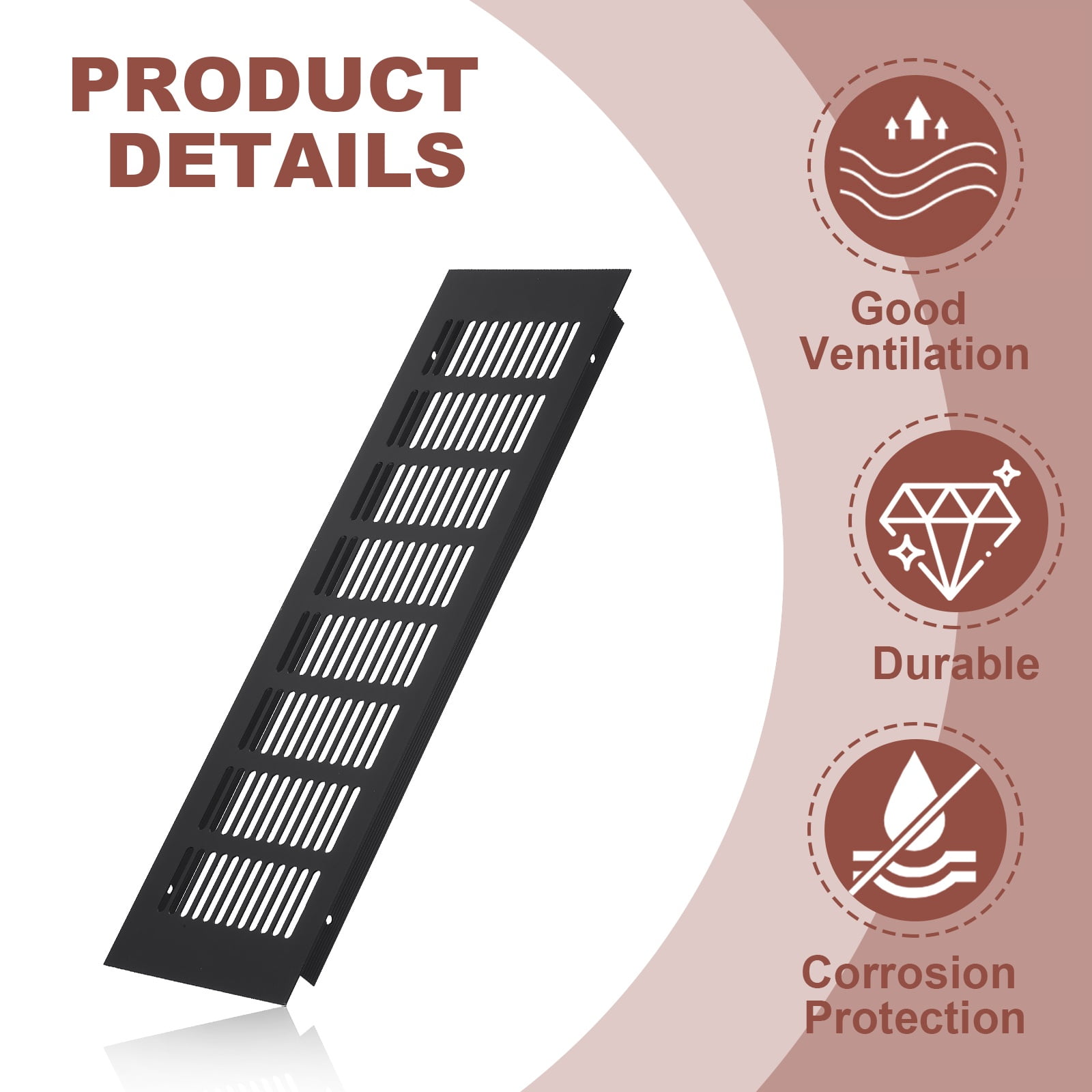 Uxcell 14 x 4" Rectangle Ventilation Grille 2Pcs Aluminum Air Vent Cover Black