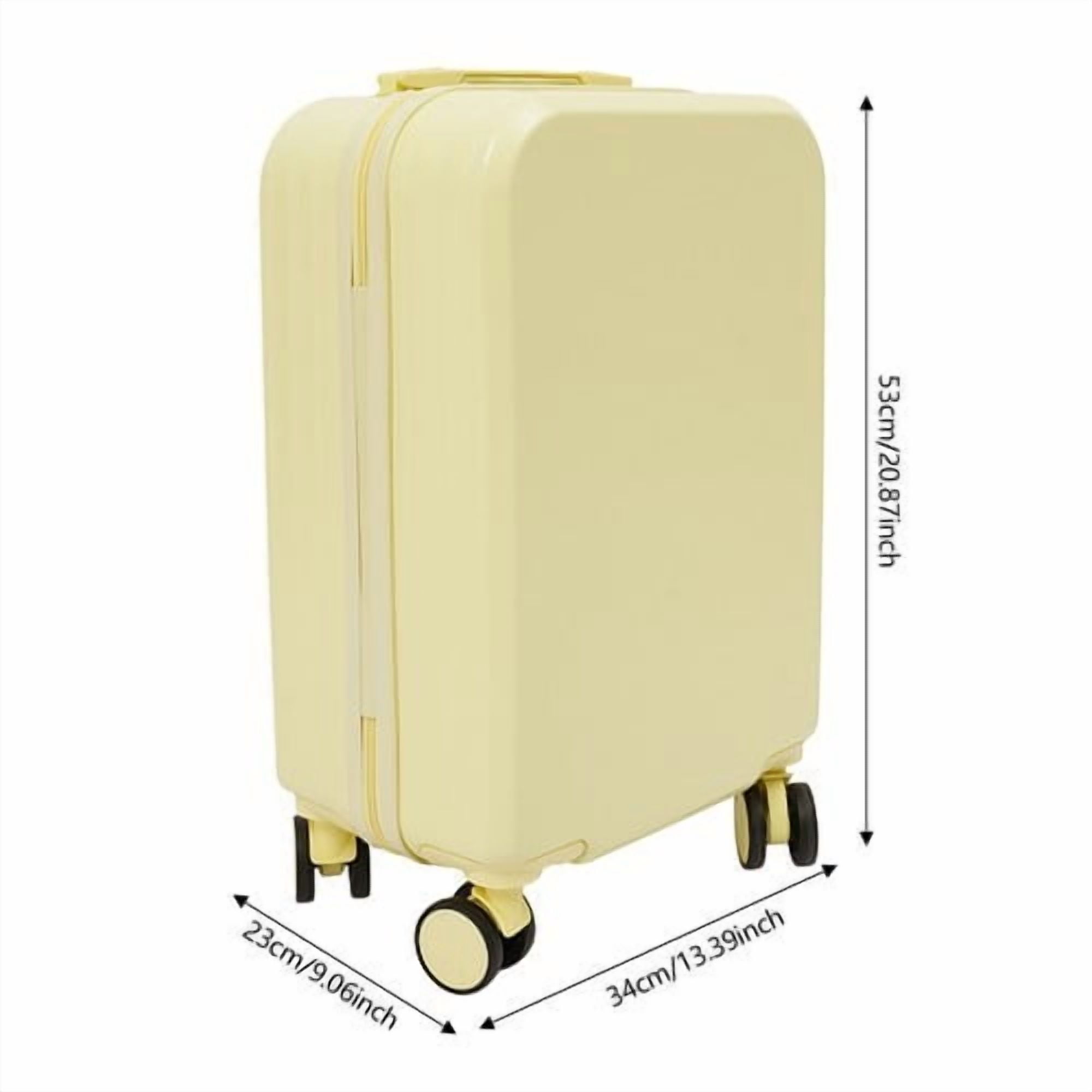 20 Inch Carry on Luggage Hardside Suitcase - Light Yellow ABS Spinner with 88lbs Massive Load Capacity, 360° 4 Wheels, Fits Airplane Overhead Bin, Perfect for Students & Travel