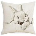 thumbnail image 1 of Easter Pillow Covers Linen Bunny Chocolate Sketch Decorative Throw Pillowcase 45X45Cm for Spring Home Decor, 1 of 7