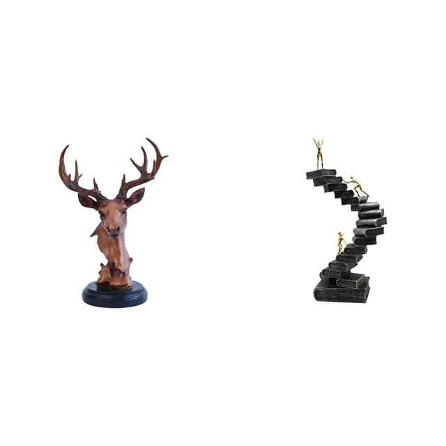 Figura de cabeza de ciervo,Adorno de cabeza de ciervo,estatua de animal decorativa,Estatua de escalera,Estatua de escalera de libros para trepar,decoración artística,Escultura de escaleras de