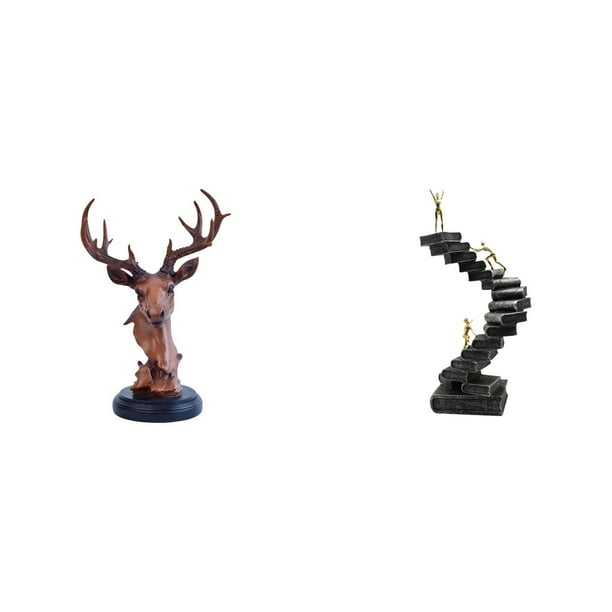 Figura de cabeza de ciervo,Adorno de cabeza de ciervo,estatua de animal decorativa,Estatua de escalera,Estatua de escalera de libros para trepar,decoración artística,Escultura de escaleras de