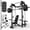 Foldable Squat Rack-Black & Weight Bench & Barbell-Black& Black Weight Plates 230lbs, variant on Mikolo Foldable Squat Rack, Wall Mounted Power Rack with Cable Crossover Machine & LAT Pull Down Machines, Functional Trainer with 5 Adjustable Function Modes, for Home Gym and Space Saving