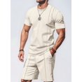 thumbnail image 5 of Men'S 2 Piece Outfits Short Sleeve Casual Shirt and Shorts Sets Khaki XXXL, 5 of 7