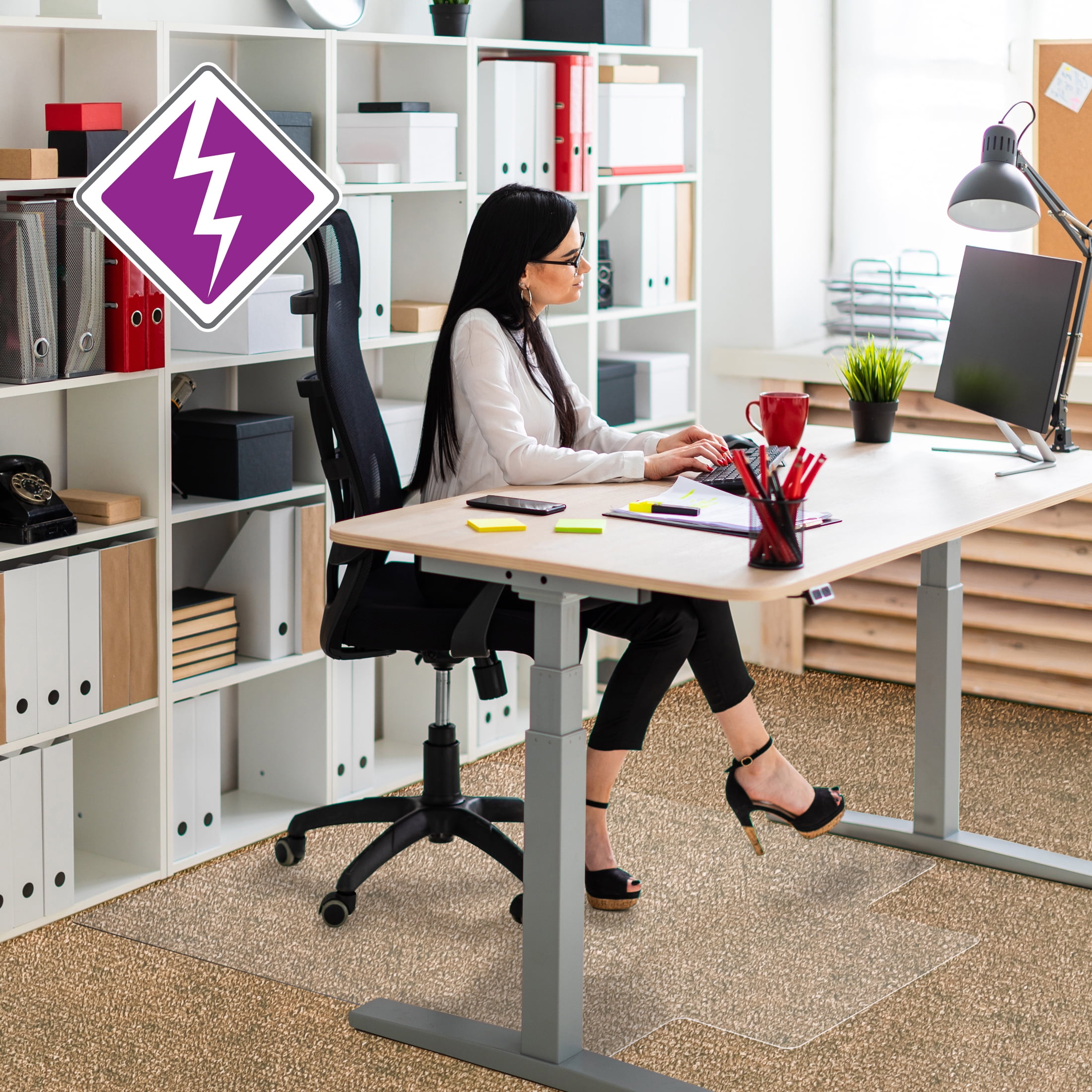 Computex Anti Static Vinyl Lipped Chair Mat For Carpets Up To 3 8