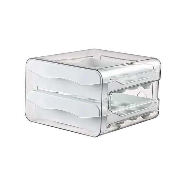 Lksixu Boîte à Oeufs Style Coulissant Boîte à Oeufs Style Coulissant Support de Rangement à Roulettes Côté Réfrigérateur Quatre Couches Antichute Boîte de Collecte d'Oeufs Gadgets de Cuisine