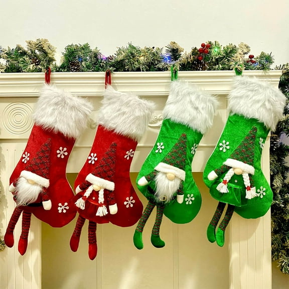 Xuniizn Christmas Stockings Bulk, Assorted Festive Xmas Stockings for Fireplace Mantel Decor, Traditional Holiday Ornaments, Christmas Decorations for Home, 100%Polyester