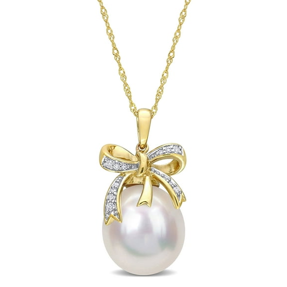 Everly Women's Cultured Pearl and Diamond 10k Yellow Gold Necklace