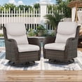 thumbnail image 5 of POCASSY Patio Swivel Chairs, Outdoor Wicker Swivel Glider Rocking Chairs with High Back and Thick Cushions for Porch Deck - Set of 2, Beige, 5 of 16
