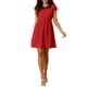 thumbnail image 2 of Vestido A-Line Rojo para Mujer con Cuello Peter Pan, Cierre Oculto en la Parte Posterior, por encima de la Rodilla, 2 of 7