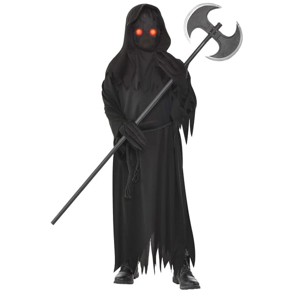Amscan Light Up Glaring Grim Reaper Halloween Costume for Boys, Medium (8-10), Includes Robe, Mask, Belt, Gloves