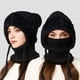 thumbnail image 1 of Gorro de punto 3 en 1 con bufanda y mascarilla | Pasamontañas de invierno forrado de felpa para mujer | Cubrebocas cálido y cortavientos para actividades al aire libre, esquí y clima frío., 1 of 8