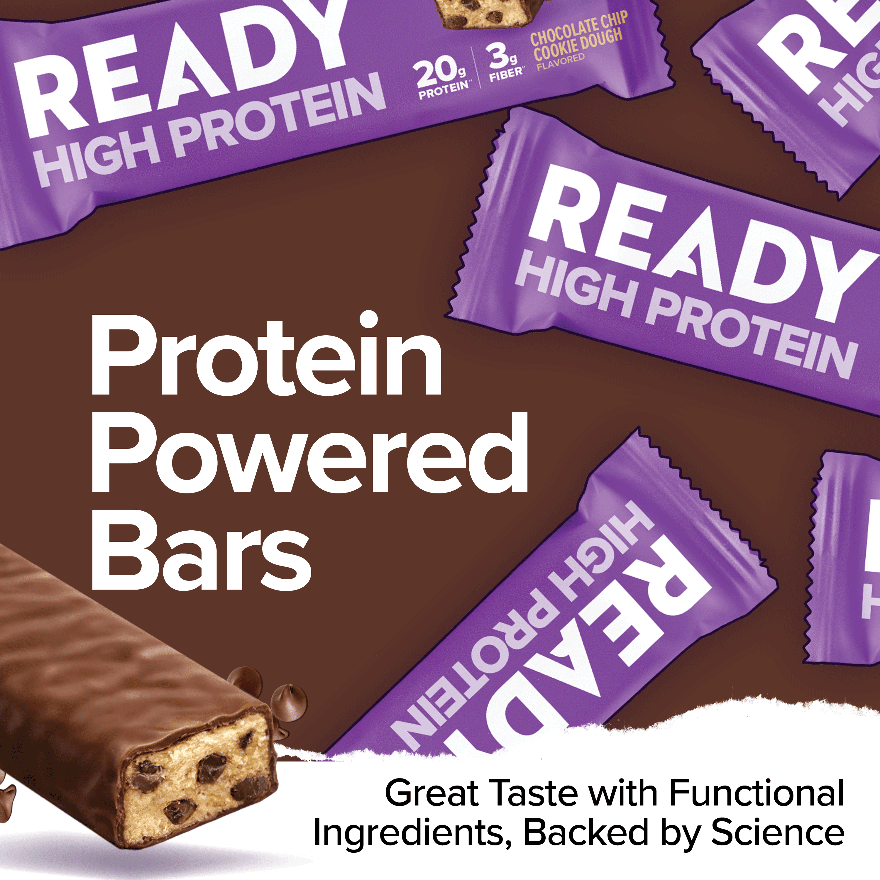 Ready® 20g High Protein Chocolate Chip Cookie Dough Bars - 4 Count