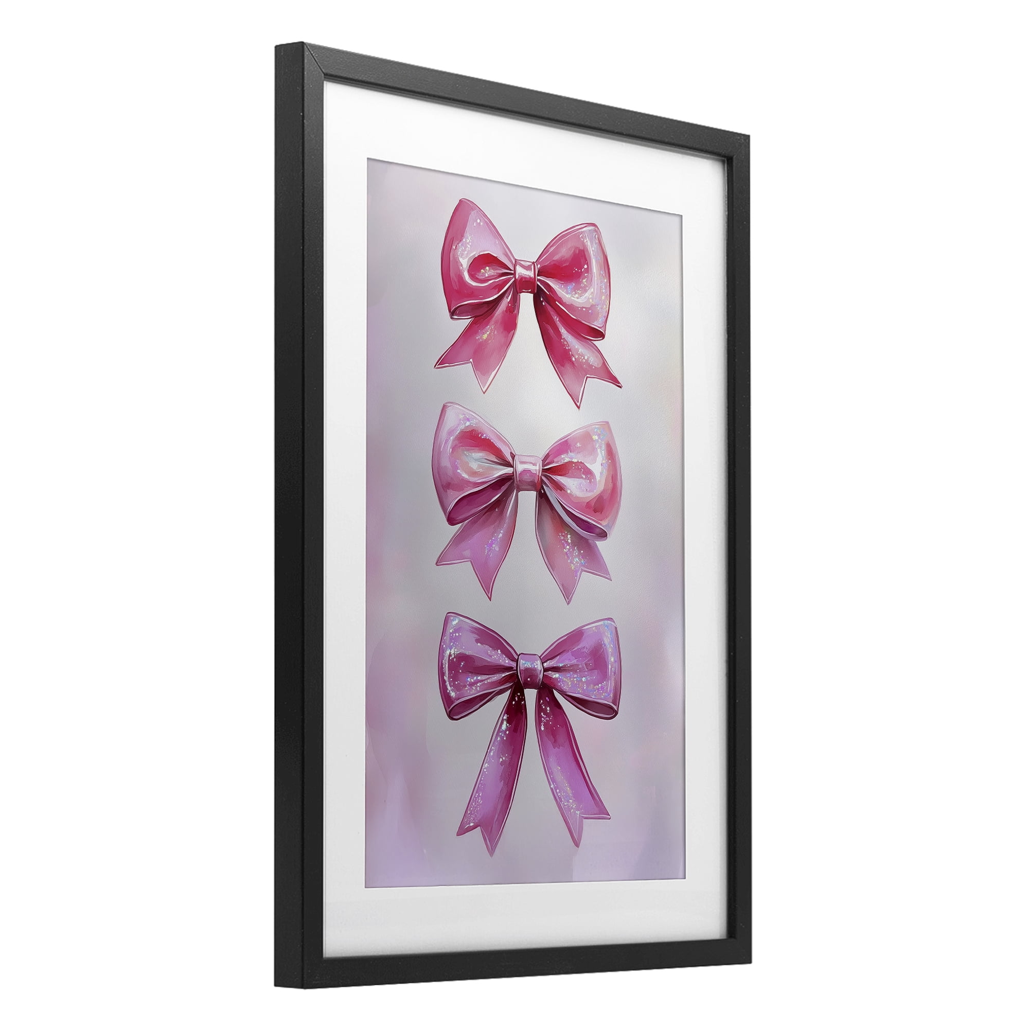 Stupell Industries Blush And Satin Ribbons Black Framed Print Under Glass, design by Annabelle Hall