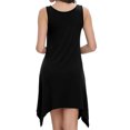 thumbnail image 4 of Women Irregular Hem V Neck Sleeveless Solid Color Beach Mini Dress, 4 of 4