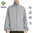 thumbnail image 2 of Sun Protection Jackets for Men Plus Size Full Zip Long Sleeve Hooded Big & Tall Coat for Men Summer Outdoor Casual Hiking Work Travel Jacket with Pockets Gray L, 2 of 6