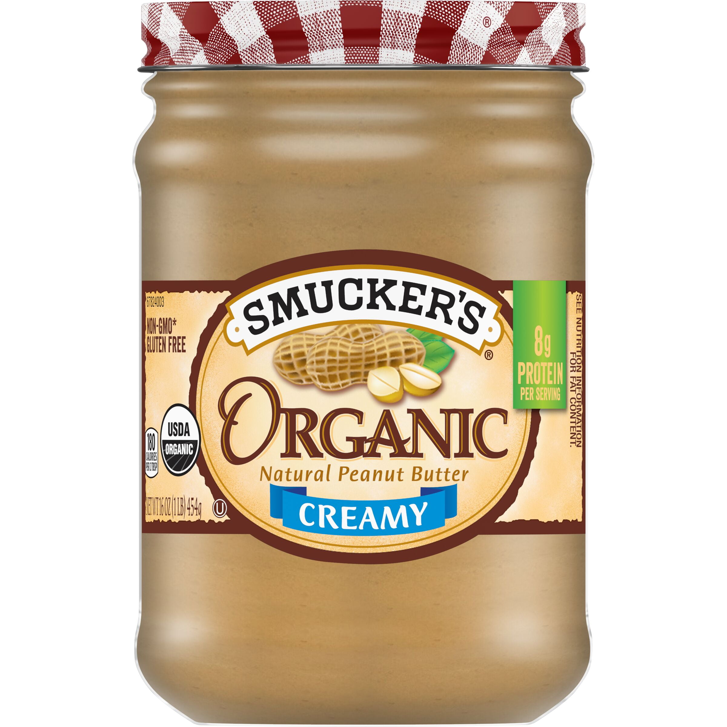 Smucker's Organic Natural Creamy Peanut Butter, 16 Ounce (Pack of 6