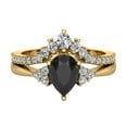 thumbnail image 4 of 14K Gold Diamond Wedding Ring Set for Women Pear Black Diamond Ring Tiara style (I,I1), 4 of 5