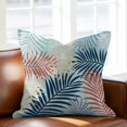 thumbnail image 2 of Throw Pillow Covers, Red Blue Teal Palm Leaves Decorative Throw Pillow Covers 18x18 Inch, Summer Botanical Tropical Leaf Square Linen Pillow Cases for Couch/Living Room/Sofa, 2 of 9