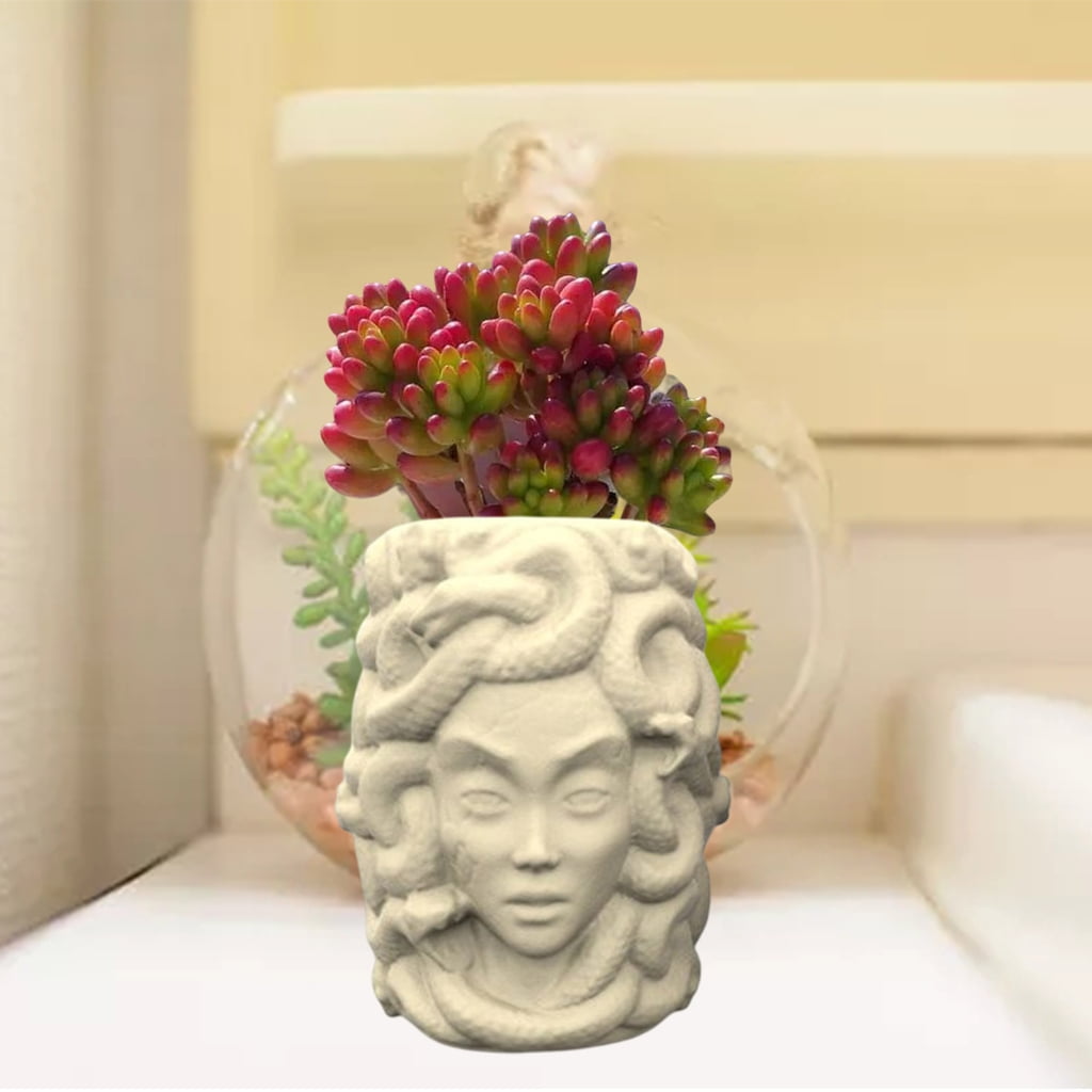 Silicone Mold Snake Girl-Head Planter Vase Mold Pen Holder Mold for Resin Epoxy Casting Concrete Mold Home Decor