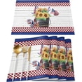 thumbnail image 2 of Placemats Set of 4 Heat Resistant Anti-Skid Dining Table Place Mats for Kitchen Table,Funny Gnome Standing by Sunflowers and American Flag Washable Durable Placemat, 2 of 6
