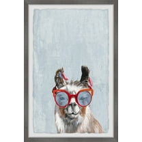 Marmont Hill Llama Retro Sunnies Framed Wall Art, 8.00" x 1.50"