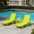 thumbnail image 2 of Bayport Ensemble de 3 Pcs de Chaises Longues/table Inclinables en Plastique HDPE pour Extérieur Lime, 2 of 6
