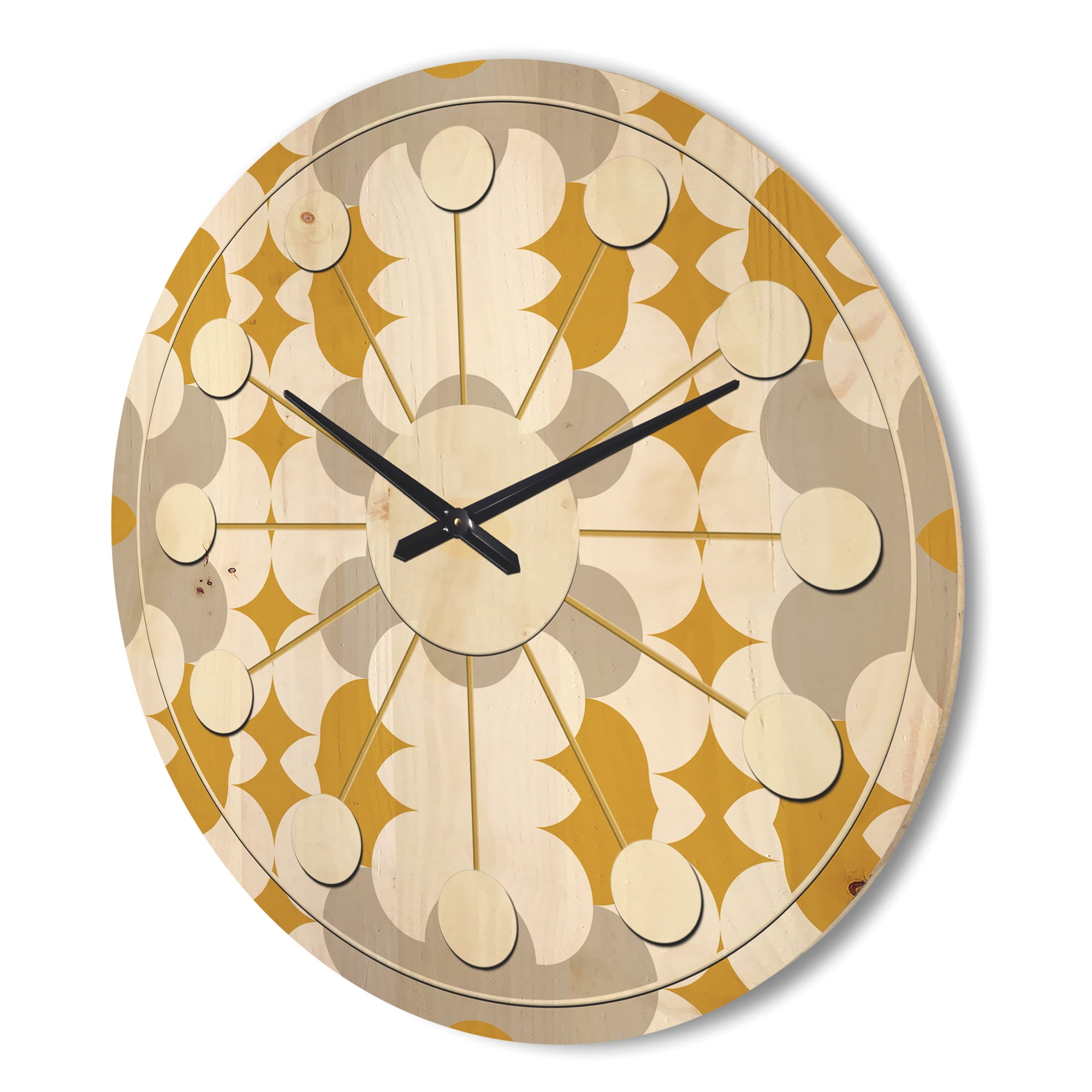Designart 'Abstract Retro Design XIX' Mid-Century Modern Wood Wall Clock