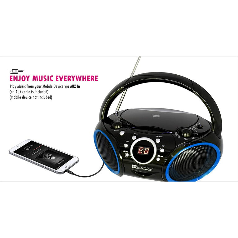 SingingWood NP030AB-YP Portable Karaoke System, Portable CD Player Boombox  with Bluetooth for Home AM FM Stereo Radio, Headphone Jack, Portable