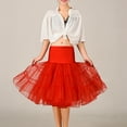 thumbnail image 3 of Aellinatey Women 50s Vintage Tulle Flared Petticoat Solid Color Half Slip Tutu Underskirt, 3 of 20