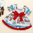 thumbnail image 2 of Vestido Para Niñas, Ropa Para Niñas Pequeñas, Dibujos Animados De Navidad Para Niños, Estampado De Papá Noel, Vestido De Manga Corta De Princesa Con Lazo, Azul Claro Odeerbi  LM103-7994, 2 of 9