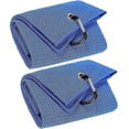 thumbnail image 1 of 2 Pack Tri-fold Golf Towels, Premium Microfiber Fabric Waffle Pattern with Black Heavy Duty Carabiner Clip, 1 of 4