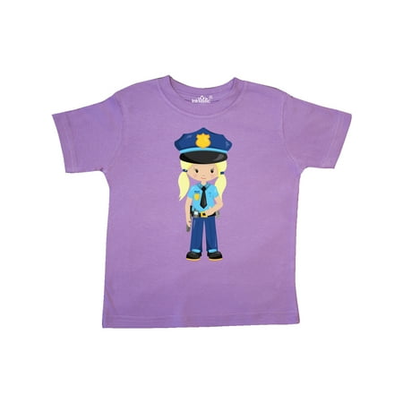 

Inktastic Cute Girl Police Girl Blonde Hair Police Uniform Gift Toddler Toddler Girl T-Shirt