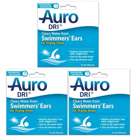 Auro Dri Ear Drying Drops For Swimmer's Ear, 1 oz, 3 Pack