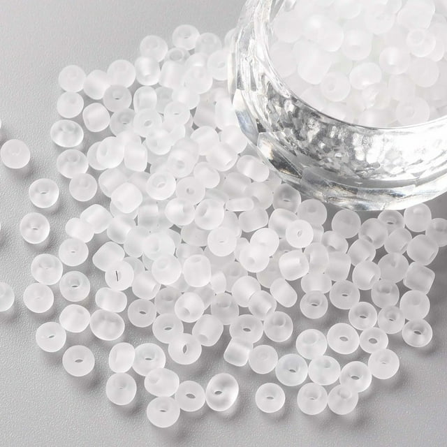 Glass Seed Beads Frosted Colors Round White 4mm Hole: 1~1.5mm about 1000pcs/100g