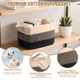 thumbnail image 3 of LIZEVINC Cotton Rope Storage Basket with Handles, Rectangle Woven Blanket Basket for Living Room, Bedroom, Baby Room, Laundry and Toy Organizer, 13.8 x 9 x 8.5 Inch, 3 of 11