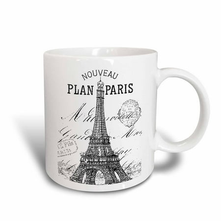 Nouveau Ceramic - 3dRose Nouveau Paris vintage Eiffel tower, Ceramic Mug, 11-ounce