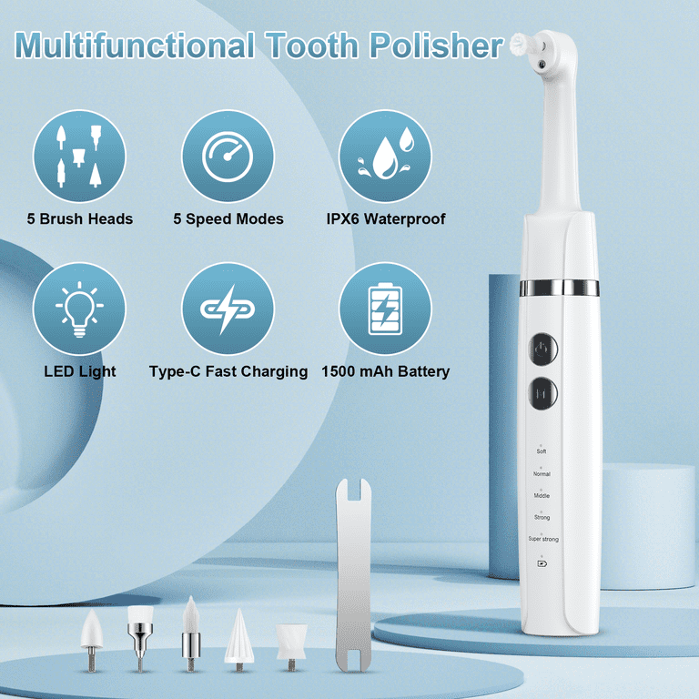 Nexpure Tooth Polisher, Teeth Whitening Kit with 5 Brush Heads photo 2