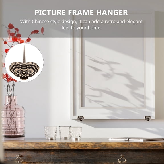 MERRYHAPY Brass Picture Frame Hangers 5 Pack Multi-Color Retro Design Easy to Install for Home Decor