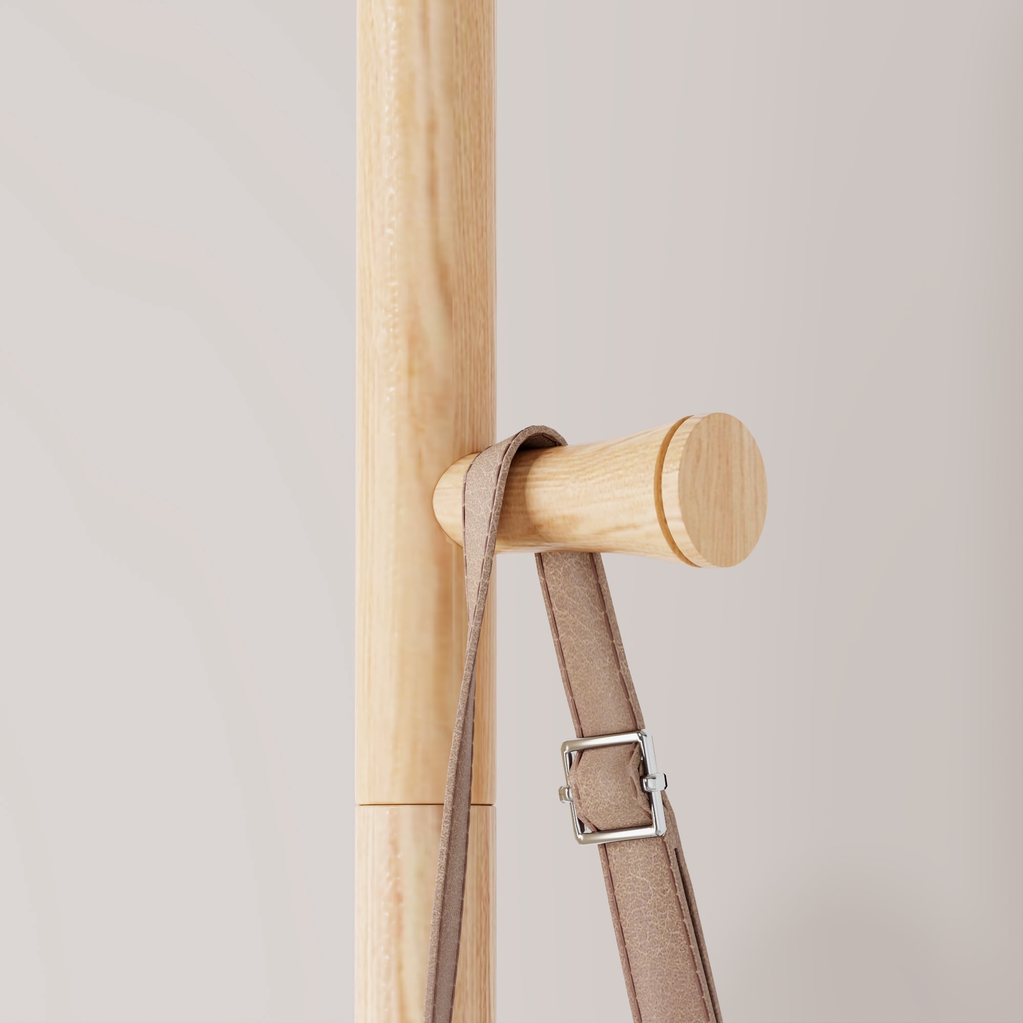 HOQBN 71"H Coat Racks Solid Wood Hanger with Wheel,Easy to Assemble for Bedroom,Hallway,Living Room,Natural