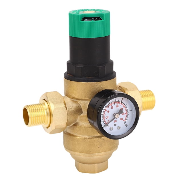 Adjustable Brass Water Pressure Regulator with 40 Microns Filter, Drinking Water Pressure Regulator with Meter, Developed with Top Tier Manufacturing Processes for Travel