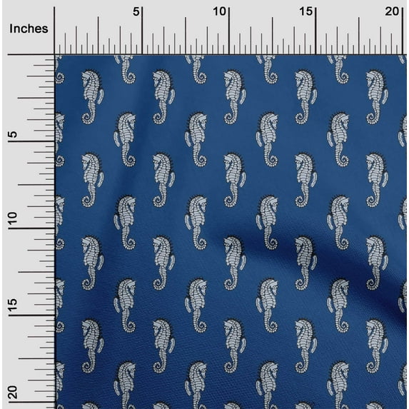 oneOone Viscose Jersey Fabric Sea Horse Block Print Sewing Fabric BTY 60 Inch Wide