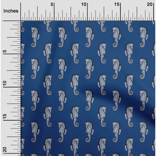 oneOone Tissu Polyester Lycra Imprimé Hippocampe pour Artisanat Largeur 56 Pouces