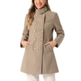 thumbnail image 1 of Abrigos de trench de invierno Inspire Chic para mujer, abrigo de doble botonadura con cuello de pie, XL, marrón, 1 of 6